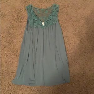 Green tank top with lace detail